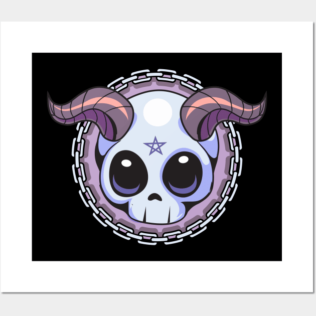 Pastel Goth Kawaii Skull Wall Art by DionArts